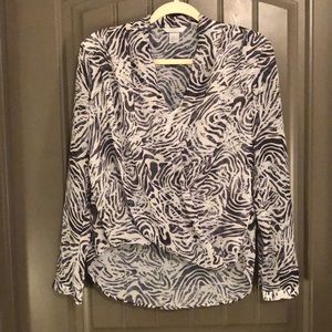 Long Sleeve Sheer H&M Zebra Print Blouse